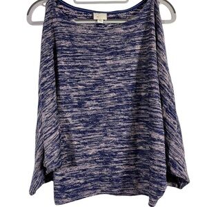 Blue and White sweater with dolman sleeves